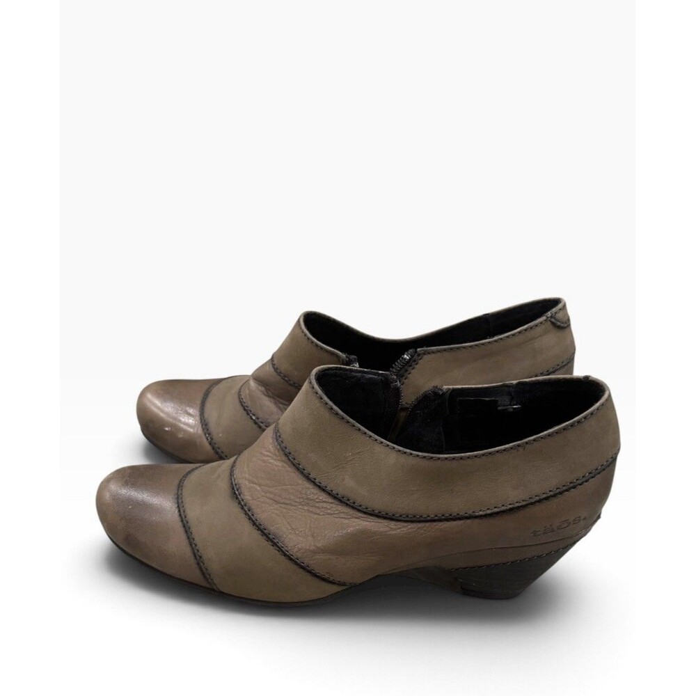 Taos Triumph Brown Gray Leather Patchwork Ankle Booties Comfort Shoes Womens 39